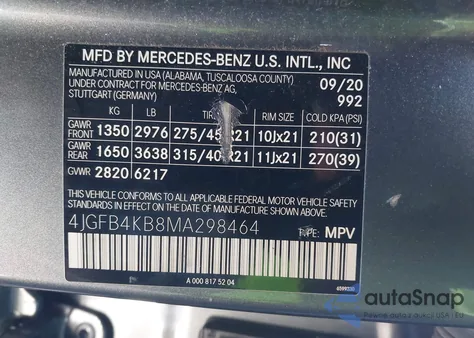 2021 Mercedes-Benz Gle 350 4Matic из США, поврежденный, VIN 4JGFB4KB8MA298464